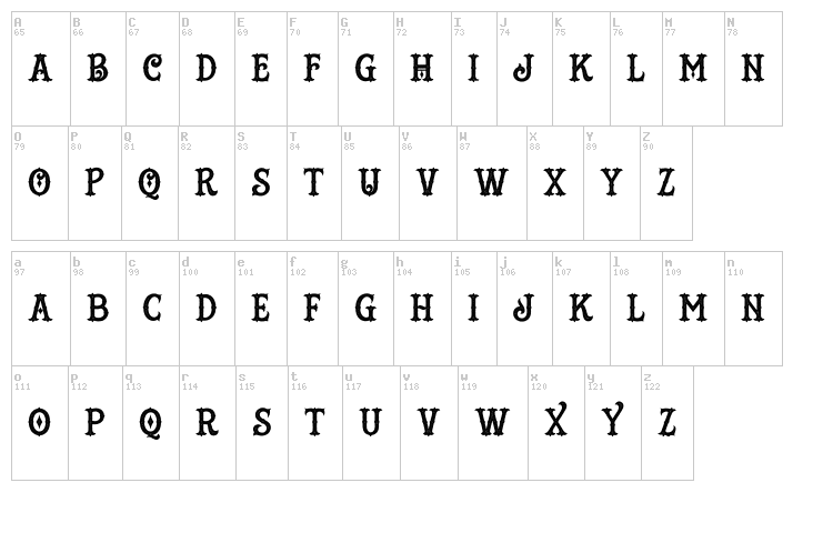 Tattoo Shop font map